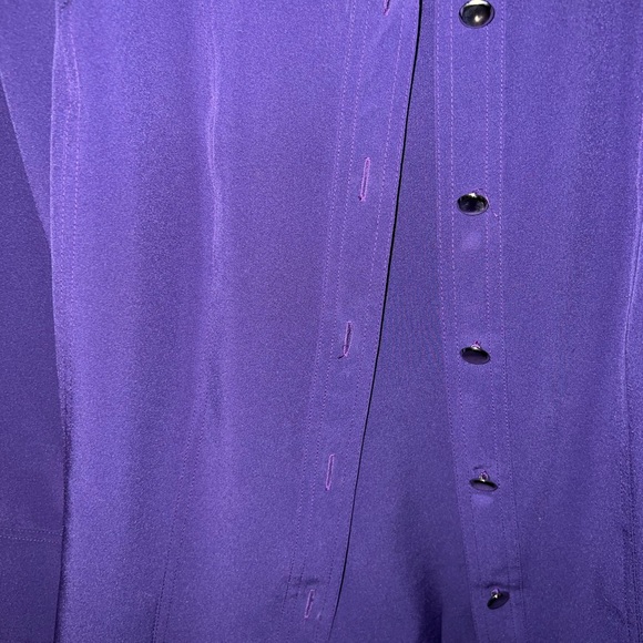 Sag Harbor Two Piece Vintage Set Purple Button Down Blouse and Pants Size 14 - Picture 8 of 12